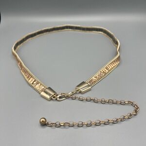 Vintage 1980s‎ Gold Sparkle Belt 32–45" Glam Hook Clasp Adjustable Waist